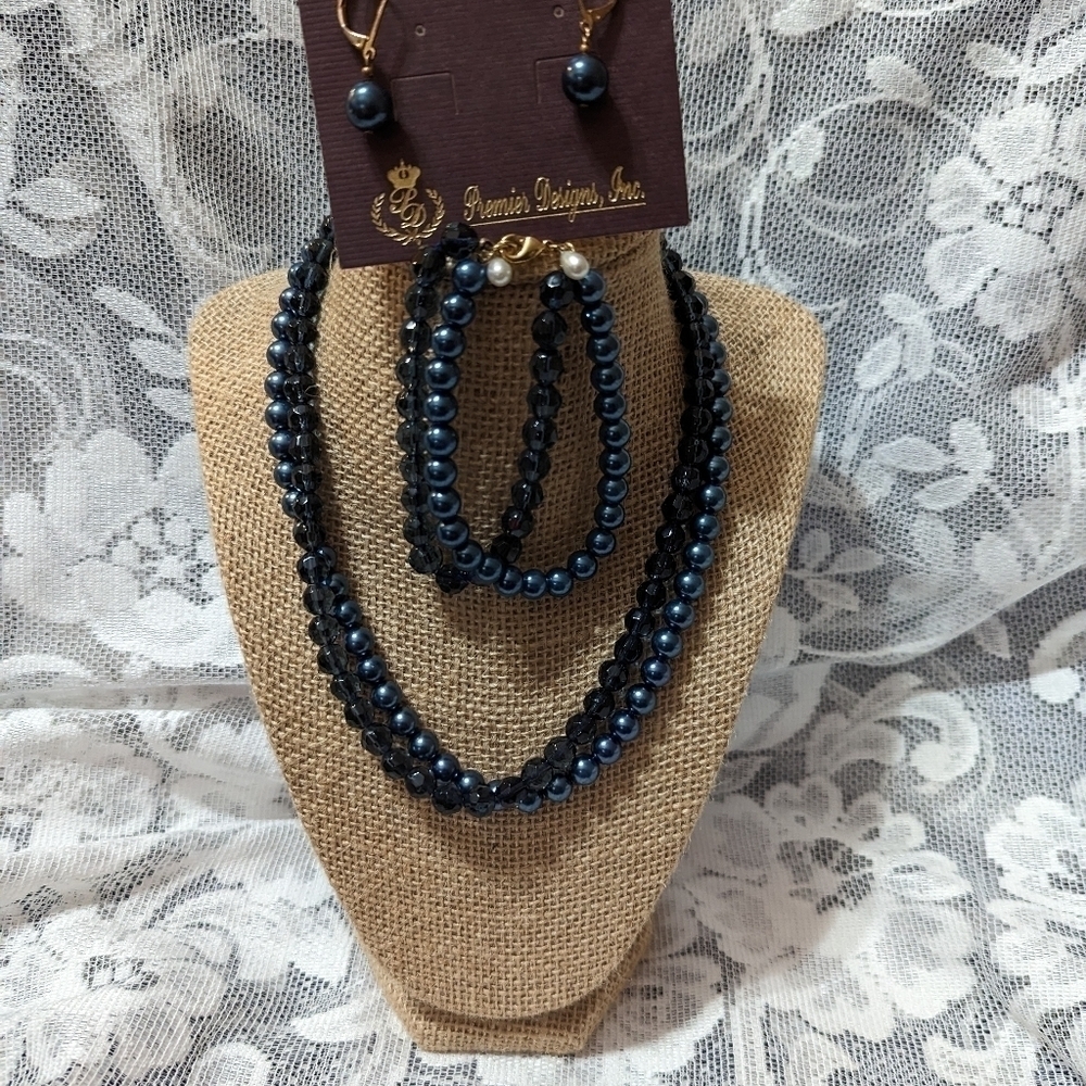 Premier Design Set Indigo Earring, Bracelect,  Necklace